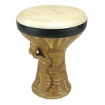 Mini Stoneware Pottery Doumbek Darbuka  Hand Drum, Goat Skin Hea